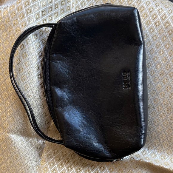 HOBO Accessories - black leather cosmetic pouch bag, Toiletry Bag by Hobo International